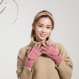 2020 nouvelle mode belle femmes gants d'hiver style japonais couleurs pures conception gant sans doigts avec beau couvercle concepteur modifiable mitaine