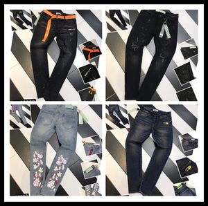 2020 Nouvelle mode Men039 Jeans Street Black Hole Designer White Striped Jeans Hip Hop Skateboard Pantalon Pantalon 2840 P34590777