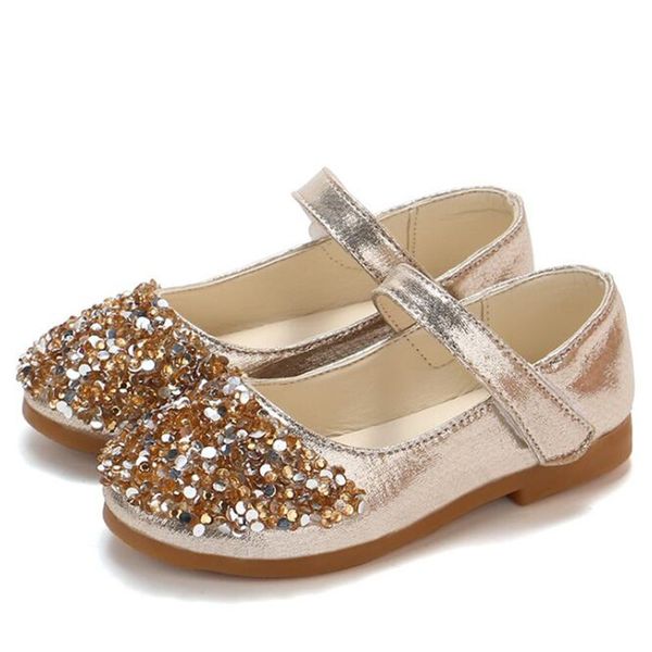 2020 nouvelle mode princesse chaussures rose or argent filles chaussures paillettes strass paillettes enfants chaussures plates enfants robe de soirée de mariage chaussure