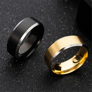 2021 Nieuwe Mode Ringen Frosted Rvs Finger Ring Heren Ringen Maat 6-13 Sieraden Zwarte Gold Ring