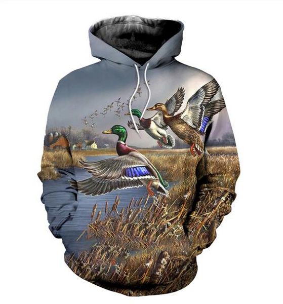 2020 NOUVEAU SweatShirt Mode Hommes / Femmes Hoodies Chasse Canard Drôle Print 3D Sweatshirts Livraison Gratuite AA01