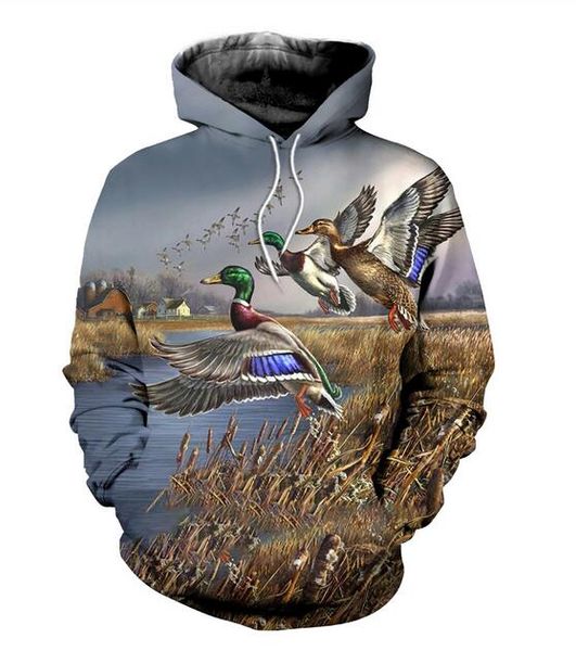 2020 nouvelle mode sweat hommes/femmes sweats à capuche chasse canard drôle impression 3d sweats livraison gratuite MH0375