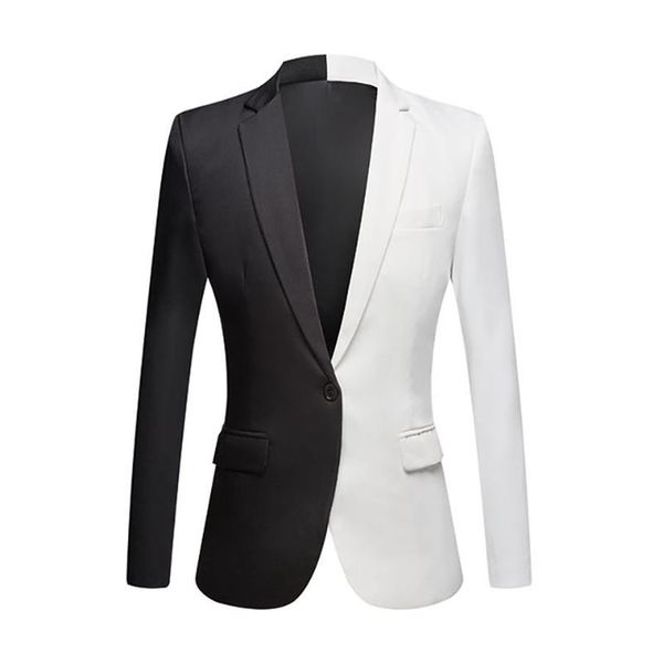 2020 nueva moda blanco negro rojo abrigo Casual hombres Blazers etapa cantantes traje Blazer Slim Fit fiesta traje para fiesta de graduación Jacket167G