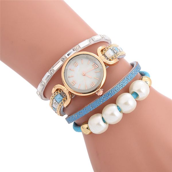 2020 nouvelle mode femmes dames perle corde chaîne petit bracelet en cuir montres en gros femme loisirs robe quartz montres-bracelets