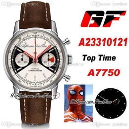 2020 Nouveau GF Premier Top Time ETA A7750 Chronographe automatique Montre pour homme Blanc Cadran noir Édition cuir marron 41 mm PTBL Pure278r