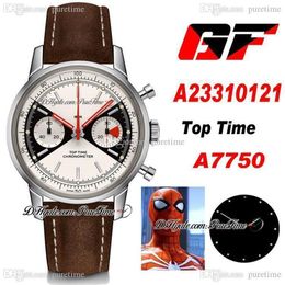 2020 Nieuwe GF Premier Top Time Eta A7750 Automatische chronograaf Heren Work Wit Black Dial Brown Leather Edition 41mm PTBL Pure2513