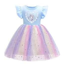 2020 nouvelle fille vêtements d'été arc-en-paillettes princesse robe enfants costume de fête cosplay fantaisie bébé filles robe robe infantil LJ200923