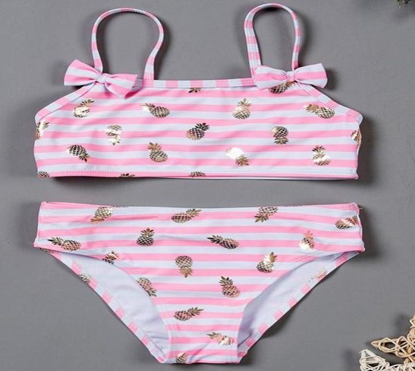 2020 nouvelles filles maillot de bain ananas enfants 039s maillots de bain rayé deux pièces maillot de bain Infantil maillot de bain 9985148