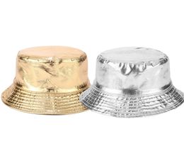 2020 Nouveau Gold and Silver Harajuku Réversible Bucket Hat Men Femmes Fashion Cuir Cuple Pêchez extérieur Pêcheur d'été 9746774