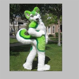 2020 nieuwe groene husky fursuit mascotte kostuum pluche volwassen grootte Halloween XMAS party Costumes269p