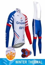 2020 NIEUWE GROUPAMA FDJ CYCLING TEAM JERSEY Bibs broek set Ropa Ciclismo HEREN winter thermische fleece pro FIETSjas Maillot wear7270250