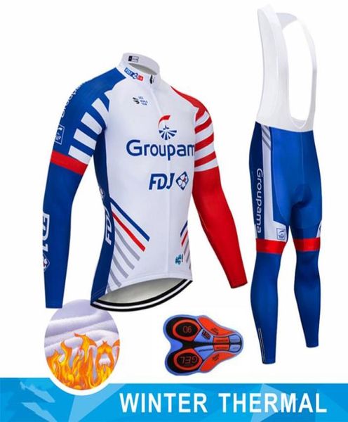 2020 NUEVO GROUPAMA FDJ EQUIPO DE CICLISMO JERSEY Conjunto de pantalones con peto Ropa Ciclismo MENS invierno polar térmico pro BIke chaqueta Maillot wear8621900