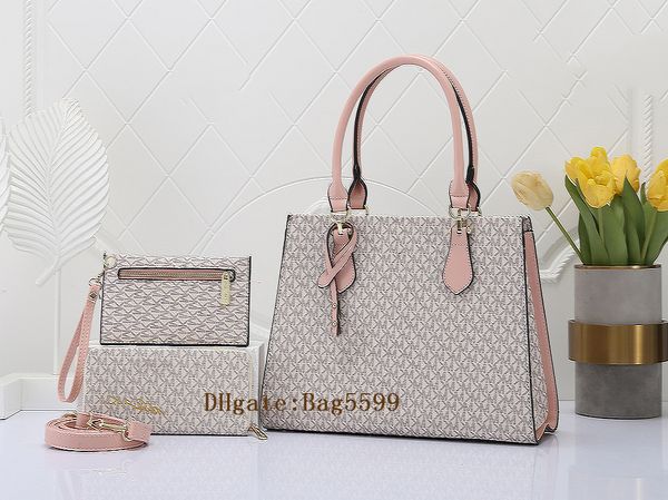 2024 Bolso de mujer estilo europeo de cuero genuino grandes bolsos de mano para mujer bolso de compras femenino impermeable de gran capacidad conjunto de 3 incluyendo carteras