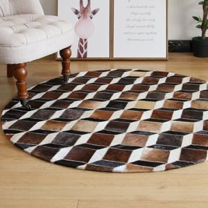 2020 nouveau haute qualité Patchwork peau de vache tapis cercle vache fourrure tapis en cuir vache peau zone ronde peau de vache Carpet1257z