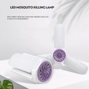 Lámpara LED repelente de mosquitos para interiores, lámpara plegable de tres hojas E27, bombilla LED para matar mosquitos, novedad de 2020