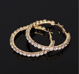 Crystal Rhinestone Earring Gold Sliver Hoop Oorbellen Mode-sieraden Oorring voor Dames Gift Epacket Gratis schip