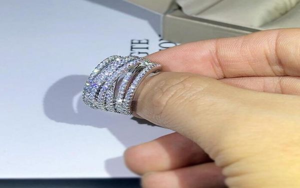 2020 nouvelle vente chaude bijoux de luxe 925 en argent sterling pavé blanc saphir CZ diamant pierres précieuses femmes bague de mariage pour amoureux cadeau8099756