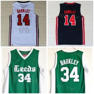 College Basketball 14 Charles Barkley High School Jersey 34 Shirt 1992 US Dream Team One Sport University Team Navy Blue White Gread Breathable Stitching NCAA