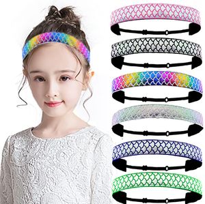 2021 Nieuwe Kids Sport Hoofdband Mermaid Elastische Haarband Multi Kleuren Meisjes Pailletten Schaal Verstelbare Hoofdbanden Haar Clasp Vrouwen Haarklemmen