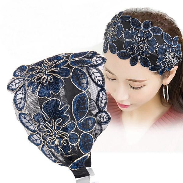 Recién llegado, hermosa diadema con diseño de hoja de loto de encaje, tela de estilo de ópera de China, aro para el pelo para mujer, venta al por mayor