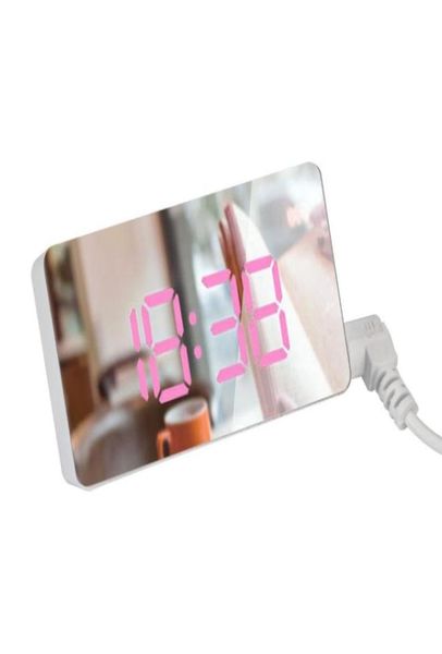 2020 Nuevo espejo LED mini tabla de reloj de alarma digital Temperatura electrónica Temperatura de tiempo Fecha de pantalla Decoración de hogar Digital8219630
