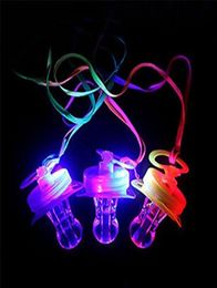 2020 nouveau LED sucette sifflet LED clignotant sucette pendentif collier doux éclairer jouet brillant RGB style 4 couleurs Blister Packagin3347431