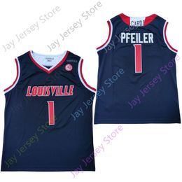 2020 New Louisville College Basketball Jersey NCAA 1 Pfeiler Negro Rojo Todo cosido y bordado Hombres Tamaño juvenil