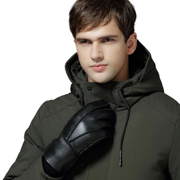 2020 nuevos guantes lujosos de piel de oveja para hombre, guantes de cuero genuino, guantes clásicos cálidos de invierno, forro de lana multicolor, venta al por mayor