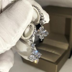 Boucles d'oreilles de luxe en argent Sterling 2020, trèfle, blanc clair, Zircon cubique 5A, diamant CZ, pour femmes, mariage, Dang220b, 925