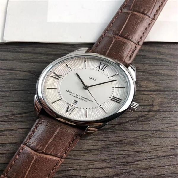 2020 Nuevos relojes de lujo para hombre Reloj de cuarzo Relojes de diseño TS 1853 Marca Correa de cuero Con función de calendario Moda para hombre accesso2060