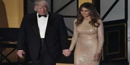 2020 New Melania Trump paillettes champagne robes de célébrité sirène encolure ras du cou avec illusion manches longues longueur de plancher soirée Dr2184833