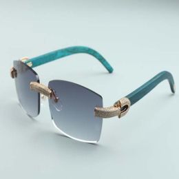 2020 nouveaux hommes et femmes mêmes lunettes de soleil lunettes de personnalité pleines de diamants T3524012-22 lunettes de soleil de luxe sans bordure vert naturel woo2157
