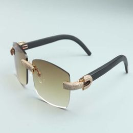 2020 nouveaux hommes et femmes mêmes lunettes de soleil lunettes de personnalité pleines de diamants T3524012-24 lunettes de soleil de luxe sans bordure noir naturel woo209H