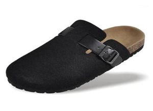 2020 nieuwe mannen schoenen kurk schoenen casual sandalen flats glijbanen mannelijke gesloten teen sandalen gesp gef slippers zwart rood plus maat 4411650257