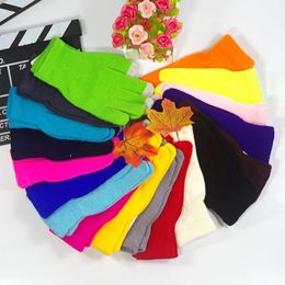 Guantes de punto de Color puro para hombre y mujer, guante de invierno sencillo clásico con pantalla táctil, multicolor, venta al por mayor, novedad de 2020