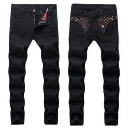 2020 Nieuwe heren rechte slanke fit Biker jeans met zip heren s kleding afgedekt gat streetwear stijl luxe robin jeans 2820