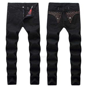 2020 nouveaux hommes droit coupe ajustée Biker jean avec fermeture éclair vêtements pour hommes trou distrait Style Streetwear luxe Robin jean