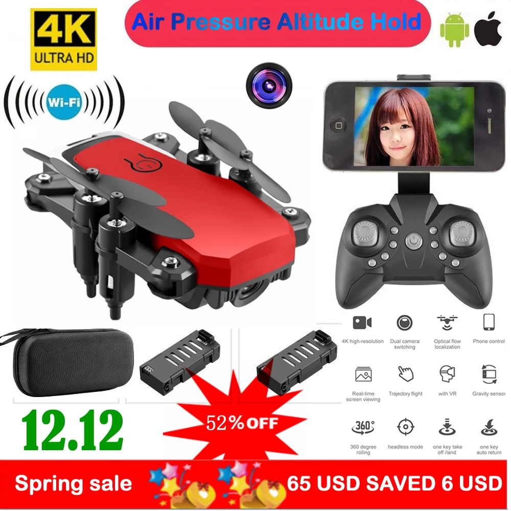 Mini Drone 4K Profesional Uav Hd Cameras Wifi Fpv Drones 4K Air Pressure Altitude Hold Foldable Quadcopter Rc Dron Realtime Transmission Helicopter Unmanned Droni