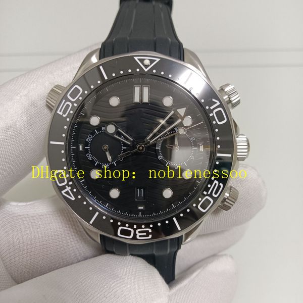 8 style vrai photo cal.9900 Chronographe Automatic Watch Mens 300m DIAL Noir Chrono Sapphire Verre Céramique Célastique élastiques Dive Chrono Sport Mentides pour hommes