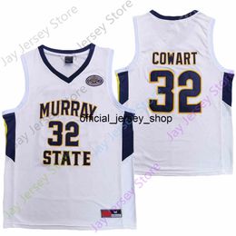 2020 New Murray State College Basketball Jersey NCAA 32 Cowart Blanc Tous Cousus et Broderie Hommes Taille Jeunesse