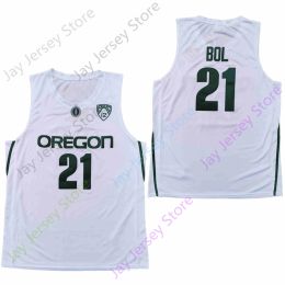 2020 Nieuwe NCAA College Oregon Ducks Jerseys 21 Bol Basketbalshirt Wit Maat Jeugd Volwassen Alle Ed