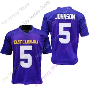 2020 Nieuwe NCAA East Carolina Pirates Ecu Jerseys 5 Chris Johnson College Football Jersey Purple Size jeugd volwassen