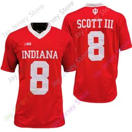 2020 Nieuwe NCAA Indiana Hoosiers Jerseys 8 Stevie Scott III College voetbaljersey maat jeugd volwassen rood