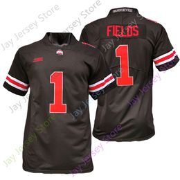 2020 Nieuwe NCAA Ohio State Buckeyes Jerseys 1 Justin Fields College Football Jersey Red Black Wit Size jeugd volwassen