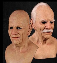 2020 New Old Man Mask Halloween Masilla de arrugas espeluznantes Disfraz de Halloween Hilect de látex Realista Carnival Men Face1683530