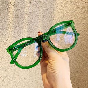 Mode lunettes de soleil cadres 2021 lunettes optiques surdimensionné oeil de chat cadre concepteur riz rond femme Transparent vert lunettes
