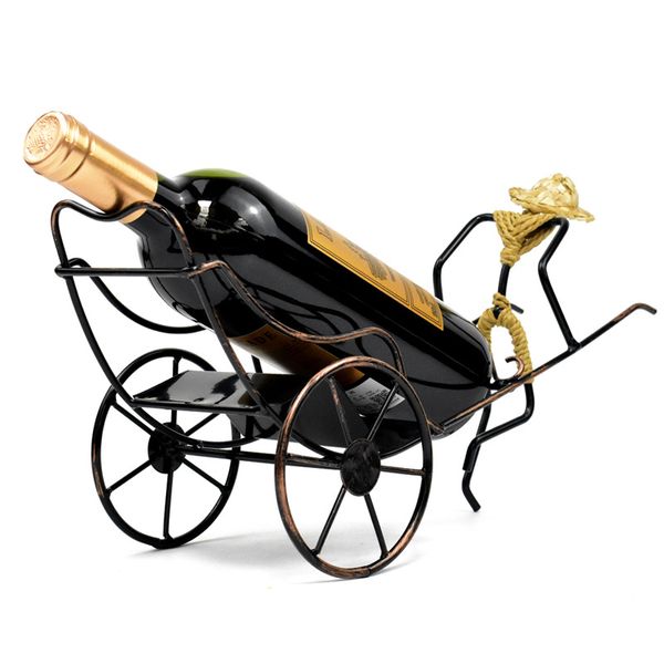 2020 nouveaux cadeaux originaux de style chinois en rack casier à vin rickshaw humain rétro vin en fer forgé maison de pièces d'ameublement