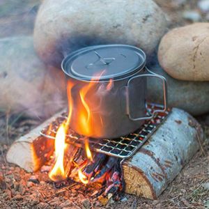 Outdoor camping pot rack vierkante kachels 304 roestvrij stalen barbecue mesh simple firewood bbq grill tools 557 z2