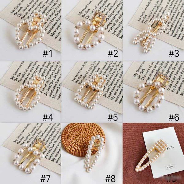 2020 New Pearl Rignestones frappe Hairpin Headress Geometric Hair Clip Duckbill Clip Hair Accessoires Femmes Bijoux de mode