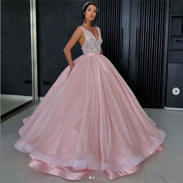 Robe de bal en Tulle rose, col en V, robes de mariée princesse abiti da sposa boho, afrique du sud, nouvelle collection 2020